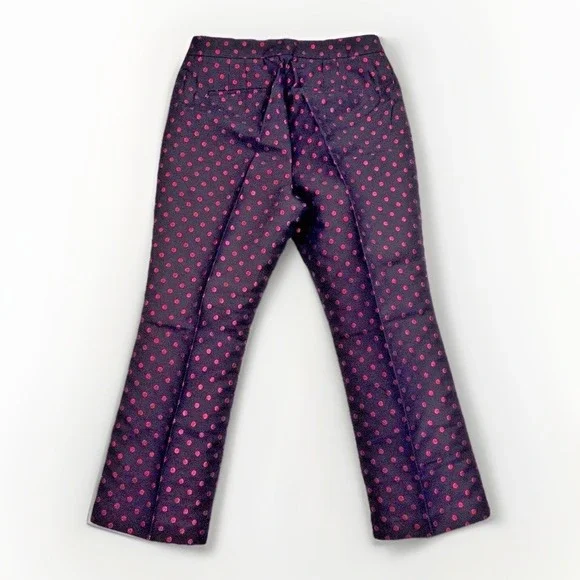 Talbots Pants Women's Size 12 Black Red Metallic Kick Crop Holiday Dot - Picture 3 of 12